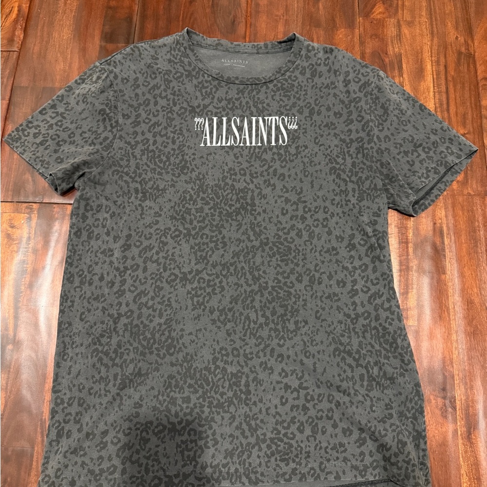 AllSaints Charcoal Animal Print Tee- Sz. Large